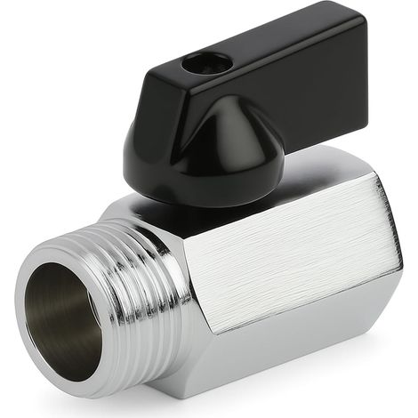 Mini Brass Ball Valve, Mini Rubinetto a Sfera 10629, 1/2" Ig X 1/2" Ag, Cromato, Lever Stop Valve 90° For Hot And Cold Water, High Pressure And Temperature (1/5)