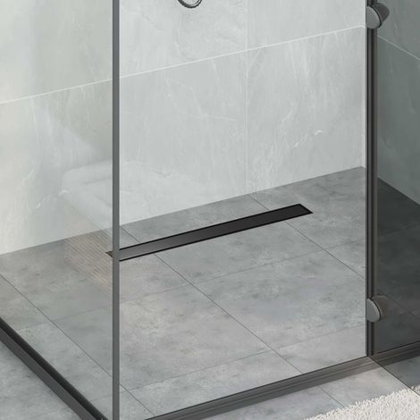 Duschablauf 2-in-1 mit 360° Siphon Schwarz 60 cm Edelstahl 304