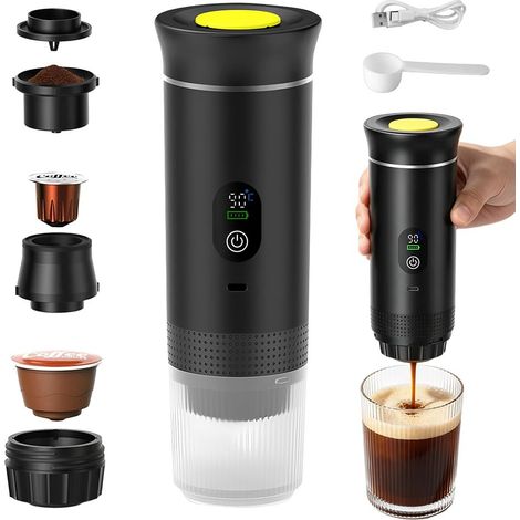 Machine À Café Portable, Cafetière Portable 3 En 1, Machine À Expresso Électrique, Rechargeable Cafetière Portabl De Voyage Mit USB Pour Camping, Randonnée, Voyages, Camping-cars (1/5)