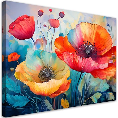 Tableau déco Fleurs coquelicots abstraction 60x40 (1/5)