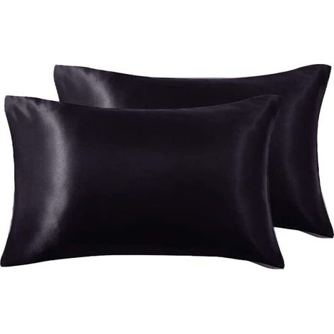 Lot de 2 taies d'oreiller en satin pour cheveux et peau, avec fermeture à enveloppe