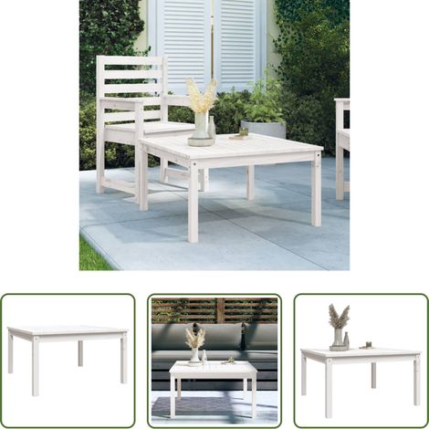 vidaXL Bois de pin massif - Table de jardin blanc 82,5x82,5x45 cm bois massif de pin (1/5)