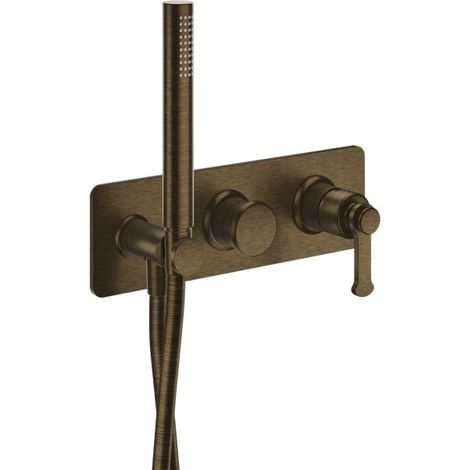Façade douche/bain douche mitigeur 2 sorties Vieux Bronze Mat - CRISTINA ONDYNA FA60293