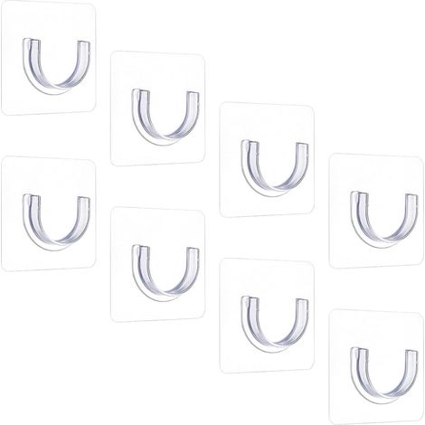 8 Pièces Support Tringle Rideaux Sans Percage,Crochets de Tension Transparents,Tringle Rideau Douche Support Douche Mural Adhésif,Pour Armoire de Salle de Bain