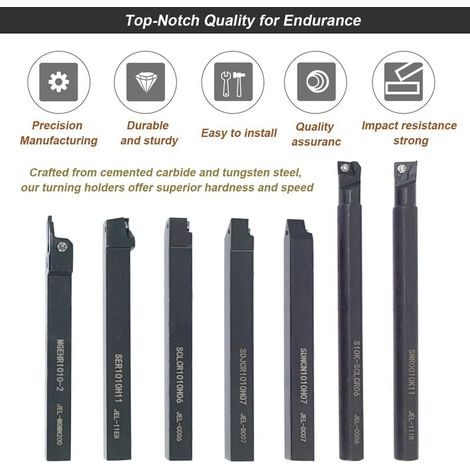 21-teiliges Set 10-mm-Drehwerkzeughalter-Set mit Hartmetalleinsätzen, Bohrstangen, multifunktionalem Drehreibahlenhalter mit Hartmetalleinsätzen für Drehmaschinen (1/5)