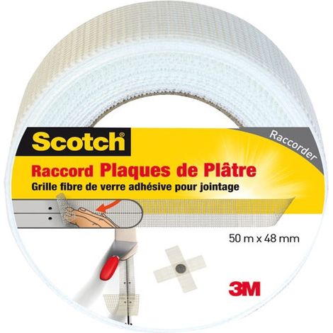 SCOTCH - Ruban grille pour raccord plaque de platre 48 mm x 50 m