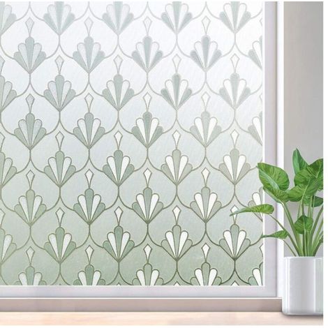 Pellicola oscurante elettrostatica riutilizzabile e non adesiva per finestre, con motivo floreale satinato, 40 x 200 cm.