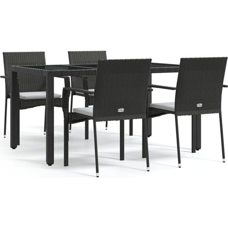 Maison Exclusive - 5-tlg. Garten-Essgruppe mit Kissen Schwarz Pol