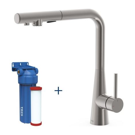 Mitigeur de cuisine à 2 voies avec bec extractible Acier inoxydable - TRES 23045404