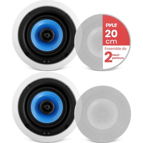 Système d’Enceinte Murale et Plafond 2 Voies – Enceinte Encastrable Plafond de 20 cm - avec Tweeter à Dôme en Soie de 2,5 cm - Commande des Aigus Ajustable (1/5)