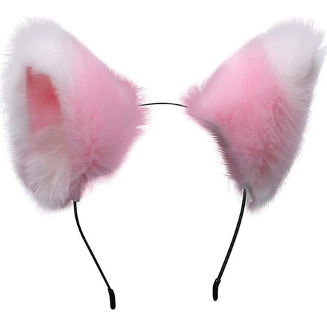 Niedliches, flauschiges Katzen-Fuchsohren-Cosplay-Anime-Fellhaarband – Rosa und Weiß (1/3)