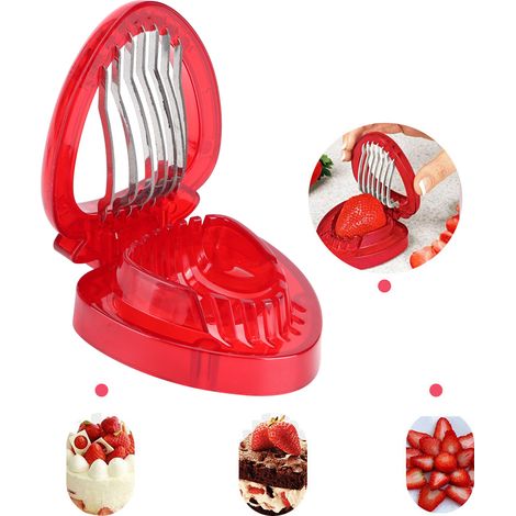 Mini coupe-fraises, lame en acier inoxydable, outil de découpe de fruits, ustensiles de cuisine pour la maison (1/5)