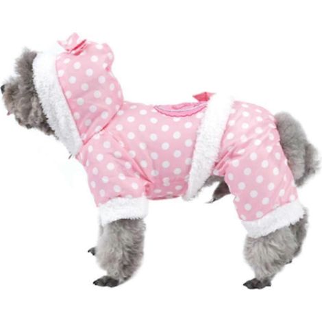 Ropa de invierno para perros pequeños con lunares rosas y cálida (1/5)