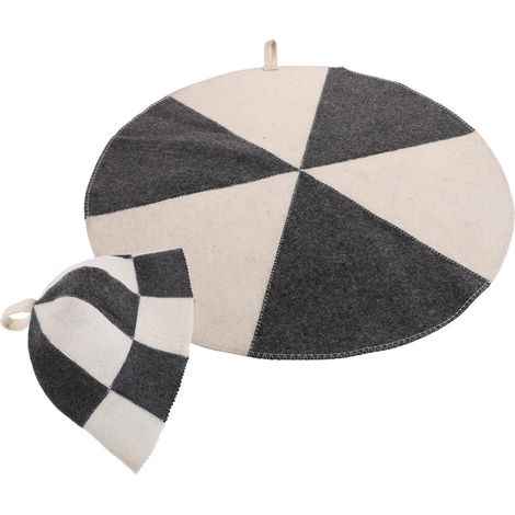 Wool Felt Sauna Accessory Set for Men and Women: Sweat-Absorbing Hat and Thermal Insulation Mat for Winter Spa and Sauna (1/5)