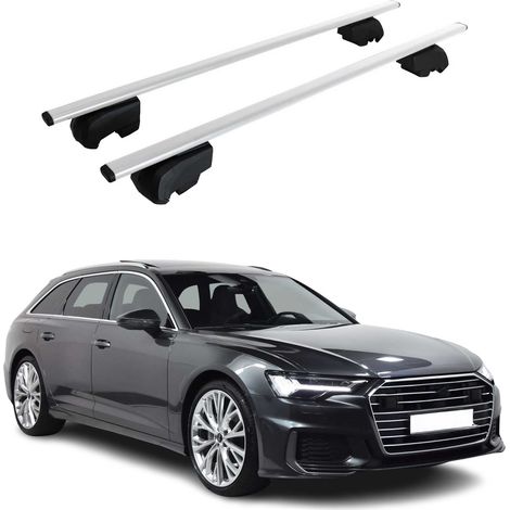 OMAC Barres de toit pour Audi A6 C8 Avant 2018-2025 – City Crash tested – ISO PAS 11154:2006 – Antivol inclus – Charge max 75 kg – 2 barres Argent (1/4)