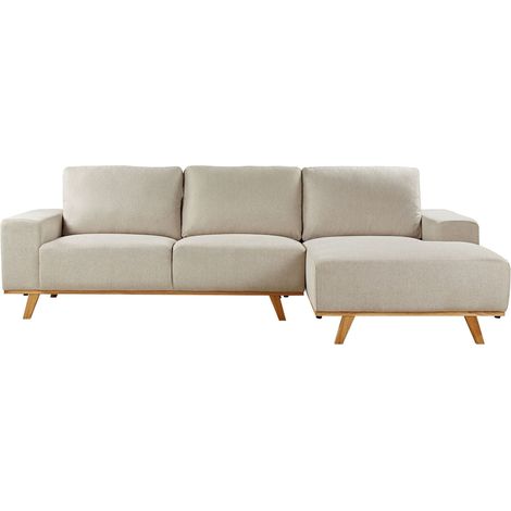 Corner Sofa 3 Seater NORA Fabric Beige Left Hand (1/5)