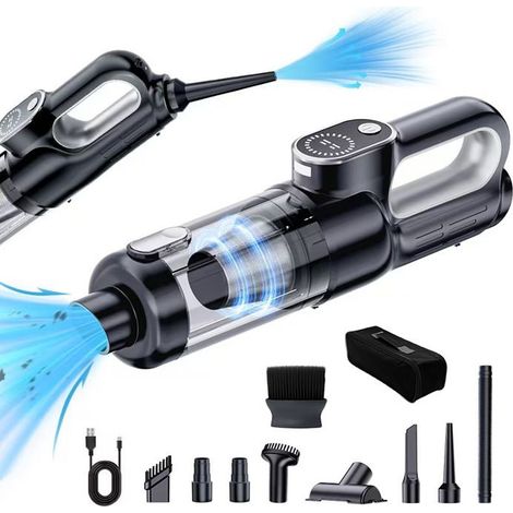 Aspirateur Voiture sans Fil,4 en 1 Souffleur d’Air Aspirateur Puissant, Léger avec Accessoires,Recharge Type-C pour Nettoyage Auto,C (1/5)