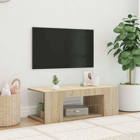 vidaXL Mobile Porta TV con Luci LED Rovere Sonoma 90x39x30 cm