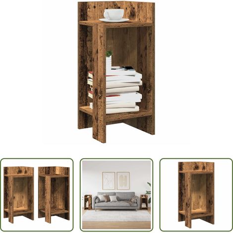 Étagère -  Tables d'appoint 2 pcs avec étagère vieux bois 25,5x27x60 cm (1/5)