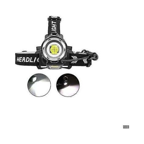 Lampada frontale super luminosa ricaricabile da 2000 lumen, lampada frontale con 7 modalità, luce frontale zoomabile per la fronte, lampade frontali regolabili a 90° per adulti, lunga (1/5)