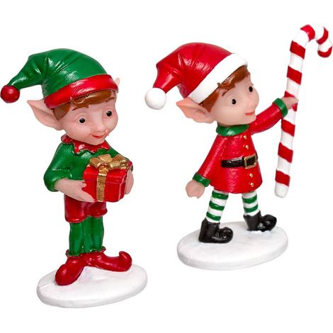 Set di 2 statuine di folletti del villaggio di natale - Feeric lights & christmas