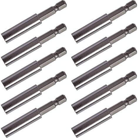 Porte Embout Visseuse, Lot de 10 Porte Embouts de Perceuse Magnétiques à Douille Hexagonale 1/4" (60 mm) (1/5)