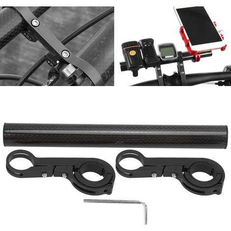 Support de guidon vélo en tube carbone 20CM, support pour phare avant, rallonge de potence, noir 20CM (1/5)