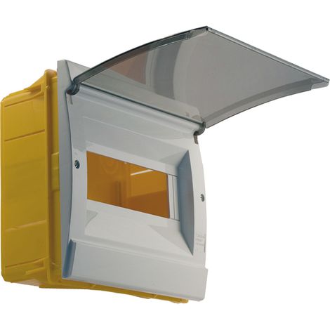 CENTRALINO DA INCASSO 8 MODULI CON CORNICE BIANCA E PORTELLO FUMÈ IP40 FAEG - FG14308