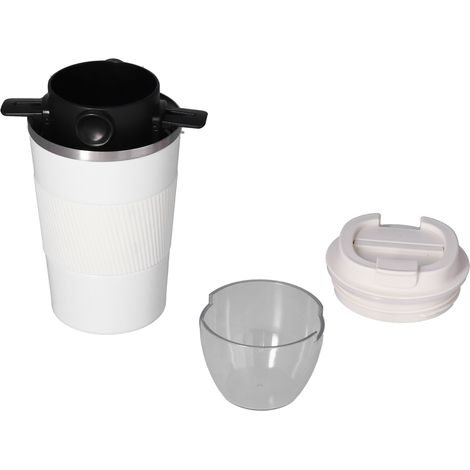 Mug de voyage isotherme 380 ml, tasse portable en acier inoxydable avec filtre à café intégré pour voiture et activités de plein air. (1/5)