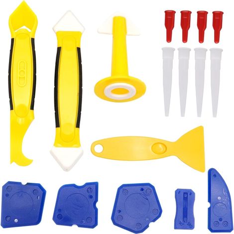 Set mit 17 Dichtungswerkzeugen, Silikon-Dichtstoffschneidwerkzeug, Ersatzwerkzeug zum Entfernen von Dichtungsspitzen für Küchenspüle, Badezimmer und Fenster. (1/5)