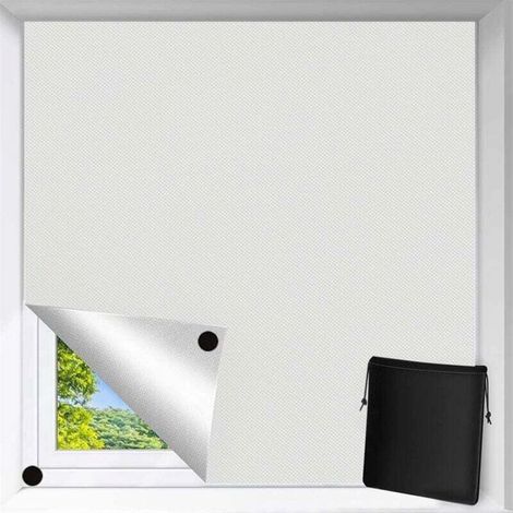 Rideaux occultants pour chambre à coucher, stores occultants temporaires pour fenêtres, stores occultants portables avec boucle et crochet, pour chambre de bébé, voyage, camping-car, blanc, 145 cm l x (1/5)