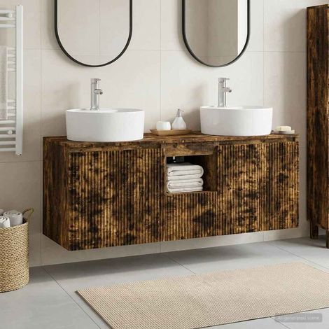 vidaXL Bathroom Cabinet Set 3 pcs Smoked Oak 49.5 x 44.5 x 65 cm (1/5)