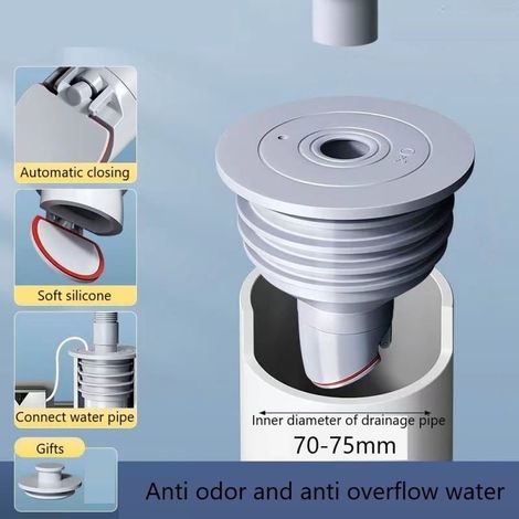 Joint D'etancheite Pour Tuyau D'evacuation - Anneau En Silicone 7 Couches - Compatible Eviers Lavabos Machines A Laver - Diametre Reglable 40 A 75 Mm - 1 Piece (1/5)