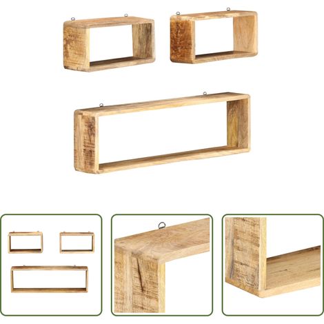 Étagères en bois - Ensemble d'étagère cube 3 pcs bois solide de manguier (1/5)