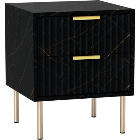 Stylish Black Two-Drawer Nightstand,40x39x48cm-Perfect for Bedroom Storage and Modern Decor