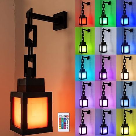 Pixelated Wall Light 16 Colors Portable Wall Light with Remote Control and Dimmer Function Pixel Lantern LED Night Light Game Room Decor Gift for Boys (1/5)