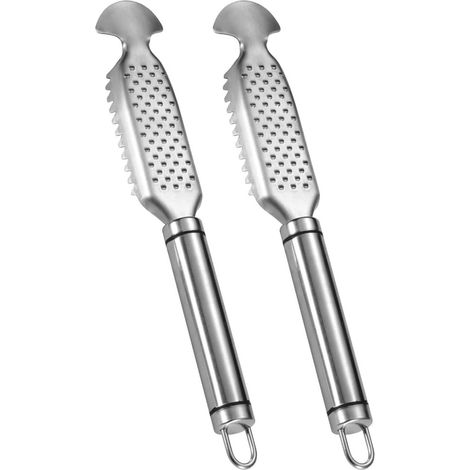 Ustensile de cuisine multifonctionnel en acier inoxydable, lot de 2, pour écailler le poisson, peler, ... (1/5)