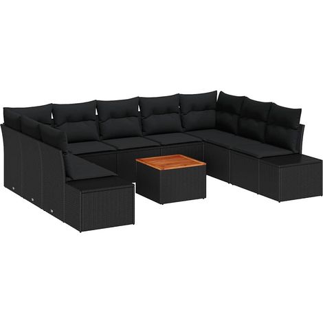 Maison Exclusive - Garten-Sofa-Set mit Speicher 10 pcs Schwarz