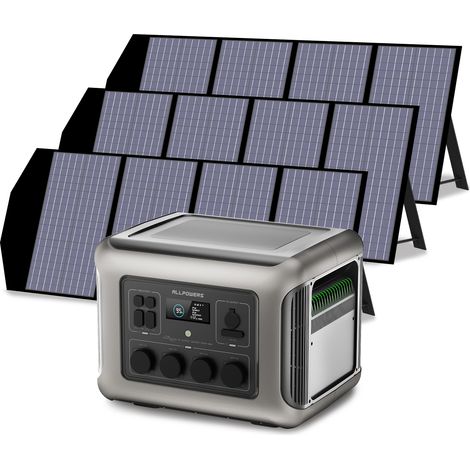 ALLPOWERS R2500 V2 Tragbare Powerstation mit 3x 140W Solarpanel, 1920Wh LiFePO4 Akku, 4 x 2500W AC Ausgänge (5000W Spitze), Solargenerator für Stromausfall, Camping, Wohnmobil, Wohnwagen und Notfälle