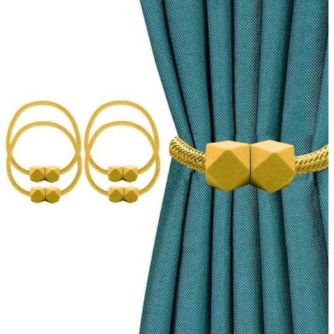 Embrasses à Rideaux,embrasses de Rideau magnétiques Pinces à Rideaux retenues de Corde Boucles de Support de Tissage(or)4PCS (1/4)