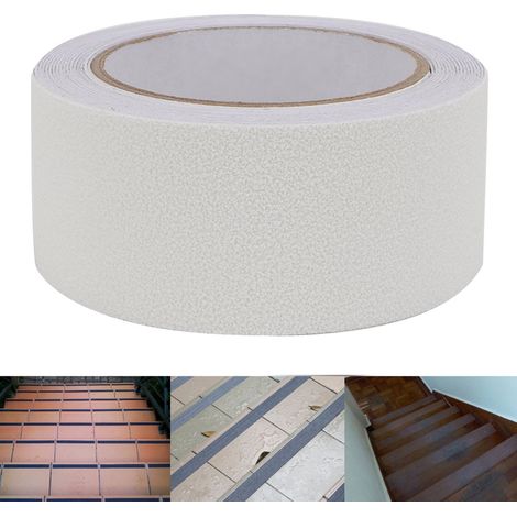 Bande antidérapante en caoutchouc PEVA/PU pour sols et escaliers, résistante à l'abrasion, 5 m (blanche) (1/5)