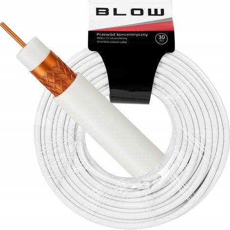 Cable coaxial RG6U CU de 30 m, 32x blindado, 75 ohmios, color blanco. (1/4)