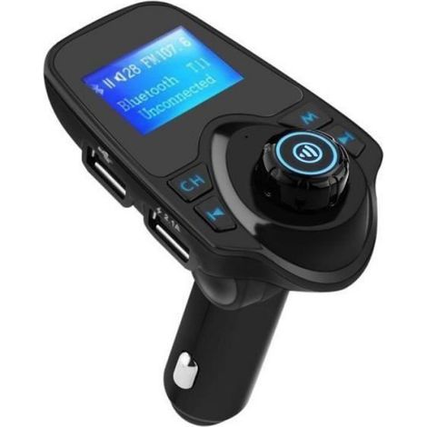 Transmetteur FM Bluetooth - Kit de Voiture - 1 44 Pouces - Chargeur USB - Mains-libres - Noir Noir (1/5)