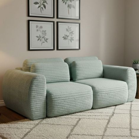 Schlafsofa 2-Sitzer Golgi, mit Stauraum, Buch-Aufklappbar, Rücklehne verstellbar, 266x121 cm, Hellgrün (1/5)