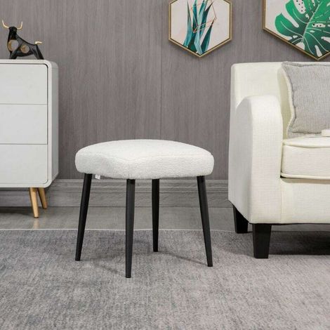 Tabouret, repose-pieds, aspect cachemire, blanc crème (1/4)