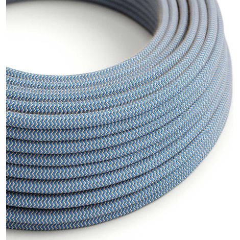 Creative-Cables, Cavo elettrico rivestito in tessuto, Blu Steward-Beige RD75, 2 x 0,75 mm², 50 m, Rotondo, Cotone e lino