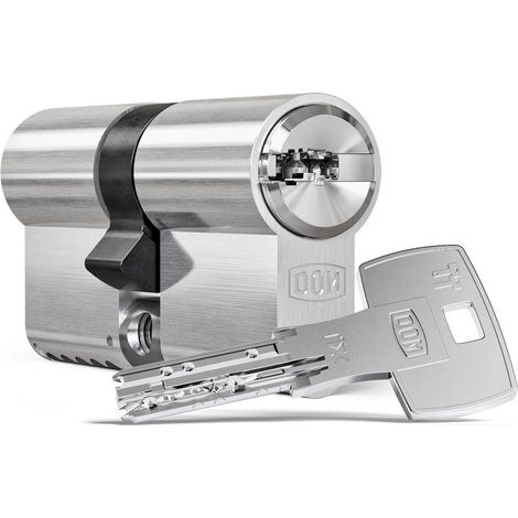 DOM – Cylindre de serrure haute sécurité IX6 SR nickelé – Double entrée avec barre anti-perçage – 3 clés à bille réversibles – Dimensions 30x30mm (1/4)