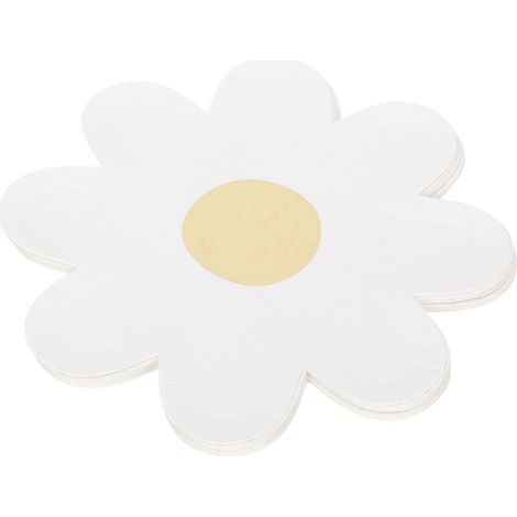 Lot de 20 assiettes en papier jetables en forme de fleur, idéales pour les fêtes et les pique-niques.-18.00X18.00X0.50CM-White (1/4)