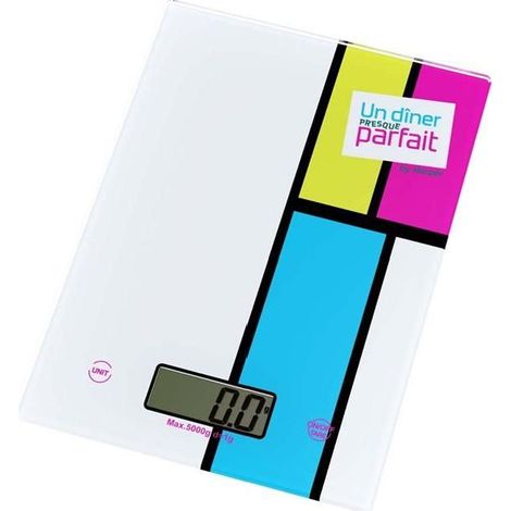 Balance de cuisine électronique HARPER UD001 en verre - Blanc - 5kg - Graduation 1g - Fonction tare - Ecran LCD (1/5)