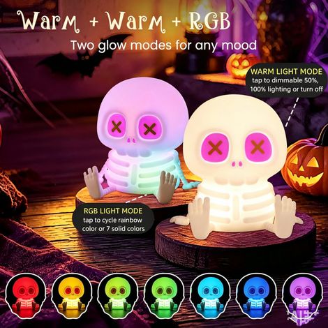 Halloween Totenkopf Nachtlicht Silikon Taktil RGB Geschenk Kinder Stimmungslampe Original (1/2)